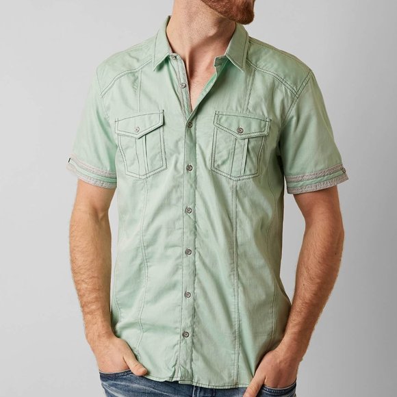 BKE Denim light green button down shirt - Picture 3 of 3